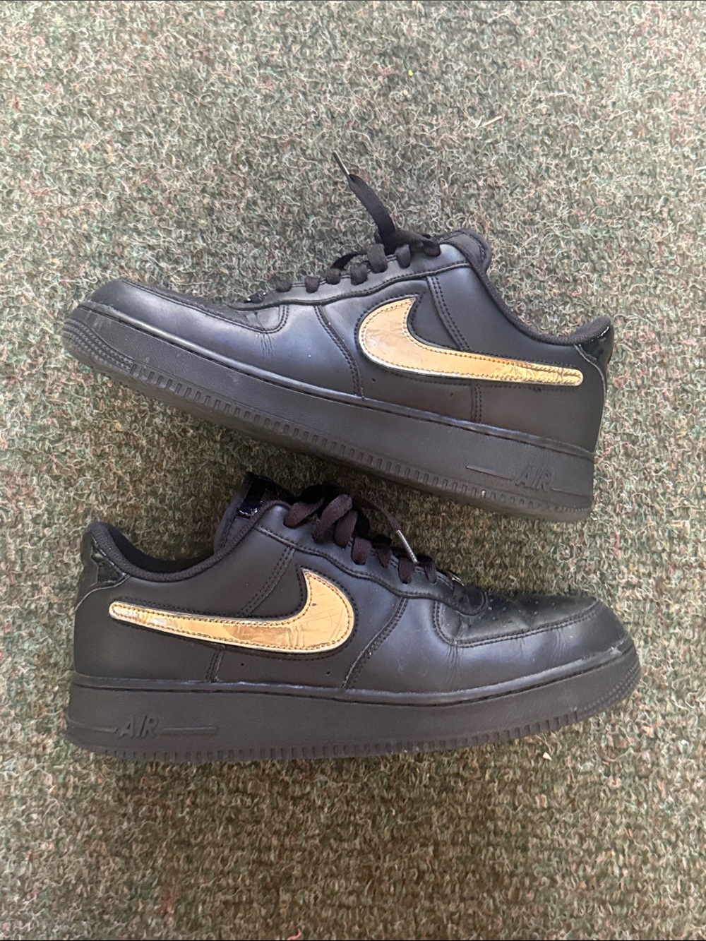 Nike Air Force 1 Black Metallic Gold Removable Swoosh Pack